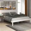 Nestfair Wooden Platform Bed With Headboard And Wood Slat Support - White - Queen
