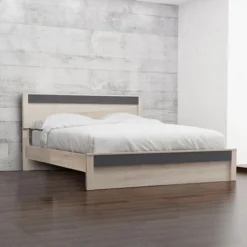 Contemporary Light Brown And Gray Wood Platform Bed By Baxton Studio - No Options -Bed Frame Shop 26d709a3 4d9d 4f5b a8cd 43e4987f85de