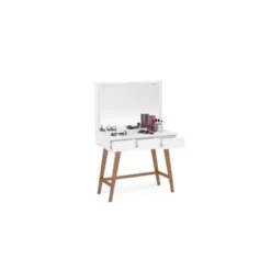 Boahaus Alice Bedroom Dressing Table, 3 Drawers, Wood Legs, White - White -Bed Frame Shop 26edfcce 64ea 4ab1 89cb f830bd0e55ba