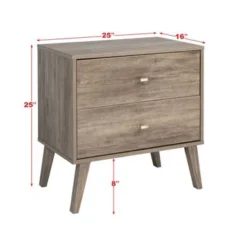 Prepac Milo Mid-Century Modern 2 Drawer Nightstand, Bedside Table, Contemporary Bedroom Furniture - White -Bed Frame Shop 271da513 8123 4664 8a4c 3709489304f2