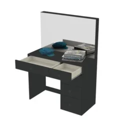 Boahaus Matilda Makeup Vanity Desk, Black - Gold -Bed Frame Shop 272644f6 3c93 4d3c 8ad4 77a8aa781159