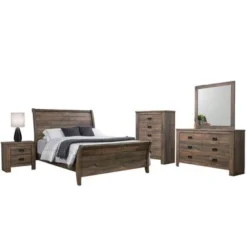 Wooden Queen Bedroom Set In Weathered Oak - 4 Piece -Bed Frame Shop 274c8ce7 fc0a 4bc8 aa2c 092609e8331c