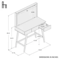 Boahaus Alice Bedroom Dressing Table, 3 Drawers, Wood Legs, White - White -Bed Frame Shop 275139b4 10c6 4e34 b4fa 6e8a9b633d96