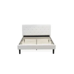 3 Piece Bedroom Set - 1 Wood Bed Upholstered White Velvet Fabric And 2 Night Stands - Clover Green Finish Nightstand - NL19Q-2BF12 -Bed Frame Shop 2771752b fd87 4148 978b 4801b7034746