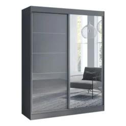 Aria High Gloss 2-door Modern Wardrobe With Mirror - Wenge-47" -Bed Frame Shop 281a693f fc65 4b72 bf81 1cf0399b396b