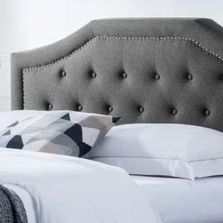 Elinor Upholstered Queen Platform Bed By Christopher Knight Home - Charcoal Gray, Dark Brown -Bed Frame Shop 281f2153 6b13 4ade 996c 5cde7947451d