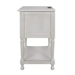 21.4" Wide Nightstand With Two Built-in Shelves Cabinet, Open Storage And USB Charging - White -Bed Frame Shop 2840b976 281e 4c49 91ea d56bb50b3353