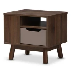 Mid-Century Brown And Grey 1-Drawer Nightstand By Baxton Studio -Bed Frame Shop 28c1e302 0846 44be 8593 766a4bd68a24
