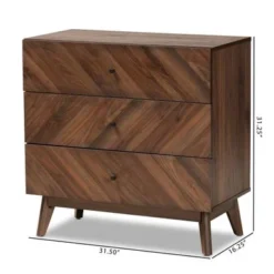 Baxton Studio Hartman Mid-Century Modern Walnut Finished Wood 3-Drawer Storage Chest - Walnut Brown -Bed Frame Shop 28e815a6 b812 415b a500 a7a6c5717a04