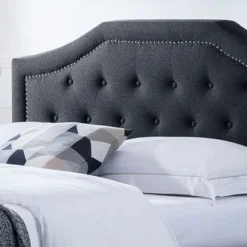 Elinor Upholstered Queen Platform Bed By Christopher Knight Home - Charcoal Gray, Dark Brown -Bed Frame Shop 29d7c9b6 2d24 404a 94b4 45df4def8ca4