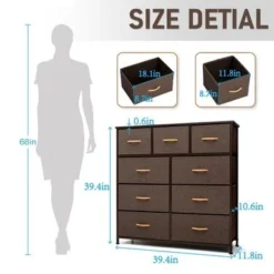 VredHom Extra Wide 9 Drawers Fabric Dresser Storage Organizer - Grey - 9-drawer -Bed Frame Shop 2a622a01 fb6b 401b 9891 870d12b53840