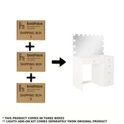 Boahaus Saranya Dressing Table, Light Bulbs, White - Silver -Bed Frame Shop 2a6d38bc d90f 4131 b1cc 4b3c27d6da0b