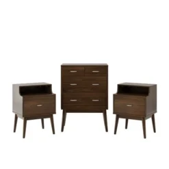 Curtisian 3 Piece 3 Drawer Dresser And Nightstand Bedroom Set By Christopher Knight Home - Columbia Walnut