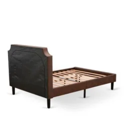 2Pc Bed Set - Dark Brown Faux Leather Upholstered Bed With Black Legs - An Antique Walnut Modern Night Stand (Bed Size Option) - GB25K-1HI08 -Bed Frame Shop 2b5160f7 55ac 49ba a975 79d3b70a45b0