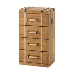 COZAYH Vintage Mid Century Nightstand, Distressed Solid Wood End Table For Living Room, Fully Assembled - 4-drawer