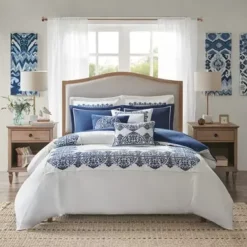 Off White/Blue Indigo Sky Faux Linen Oversized Comforter Set King 9 Off White/Blue Indigo Sky Faux Linen Oversized Comforter Set King -Bed Frame Shop 2baf64de 7eb5 4718 bf32 4835a2ffdcb8