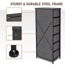 VredHom 6 Drawers Vertical Dresser Storage Tower - Grey - 6-drawer -Bed Frame Shop 2c09fe64 1421 4ec7 b34a 9ab174bfe7d6