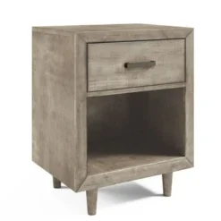 Abbyson Retro Mid Century Wood Nightstand With USB Ports - Grey -Bed Frame Shop 2c3e8c55 6c19 49e2 8623 bf2f9db0848e