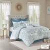 Blue Isla 8 Piece Cotton Floral Printed Reversible Comforter Set King