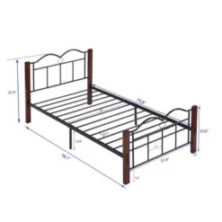 Metal Twin Platform Bed - Grey -Bed Frame Shop 2c9550ec d0a1 441c 92af 6ea7473c9ee6