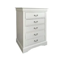 Benzara Traditional Style Wood And Metal Chest With 5 Drawers, White
