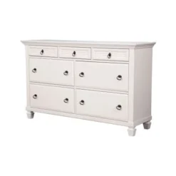 Alpine Furniture Winchester 7 Drawer Wood Dresser In White - White - 7-drawer