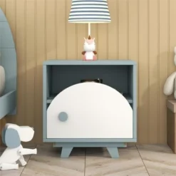 Nestfair Wooden Nightstand End Table With Drawer And Open Storage - Grey -Bed Frame Shop 2dd7d102 4d9d 4853 8b52 95447d17e7dc