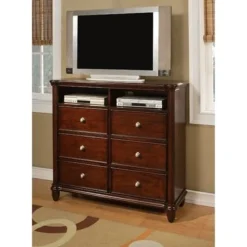 Gracewood Hollow Keyes Wooden Media Chest - Cherry - 6-drawer