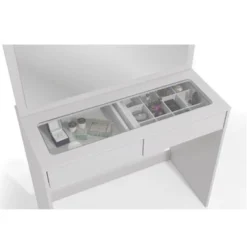 Boahaus Suri Modern Vanity Table, White, Light Bulbs Add-on - White -Bed Frame Shop 2edecfbb ad53 4f6a 8ec7 6124be8df5c1