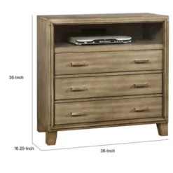 Wooden Media Chest With Three Drawers, Gray - 3-drawer -Bed Frame Shop 2f16c694 dbfb 4cf6 8a00 d68c66e397a7