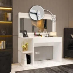 Boahaus Nixi Lighted Vanity With LED Light Strip - White -Bed Frame Shop 2f2ad9f5 9997 4005 b254 7f9bf471125e