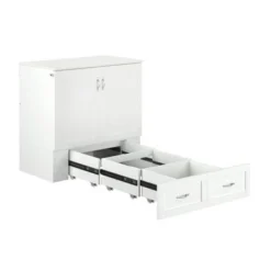 Hamilton Murphy Bed Chest With Storage Drawer And Built-In Charger - White - Twin XL