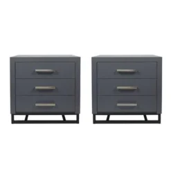 Beeson 3 Drawer Nightstand (Set Of 2) By Christopher Knight Home - Natural/Black -Bed Frame Shop 2fe05174 2ea4 47c2 a771 161921f54a40