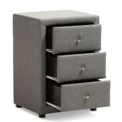 Urban Designs Haley Grey Fabric Upholstered 3-drawer Nightstand -Bed Frame Shop 300c2067 8bdc 4d01 bf1c a42105cdace6
