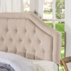 Earlton Adjustable King/California King Tufted Headboard By Christopher Knight Home - Light Beige + Black - King -Bed Frame Shop 3042256f dc8e 48cf a51b be413d5f600e