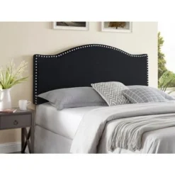 Catalina Upholstered Headboard With Nailhead Trim, Height Adjustable Headboard, Modern Head Board, Fabric Headboard - Queen,Dark Gray -Bed Frame Shop 306abf51 dc4d 4dc5 8ab6 e8116083594b