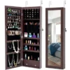 Fashion Simple Jewelry Storage Mirror Cabinet With LED Light - N/A - Brown