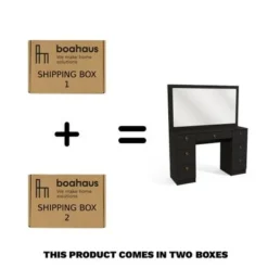 Boahaus Artemisia Modern Vanity, Black, Wide Mirror, 07 Drawers - Black-Gold Knobs -Bed Frame Shop 30b1c623 7e96 468f 9567 93ba06bbab3a