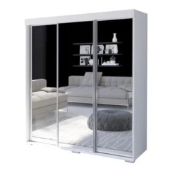 Strick & Bolton Suger 3-door Mirrored Armoire - Wenge -Bed Frame Shop 3103c6b3 6b34 42ab bafd ef66751c439c