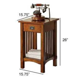 Spacious Mango Wood Telephone Stand With Slatted Side Panels, Brown - 1-drawer -Bed Frame Shop 31151cec 876e 43bd 9f63 954b0f701611