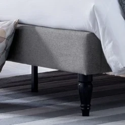 Elinor Upholstered Queen Platform Bed By Christopher Knight Home - Charcoal Gray, Dark Brown -Bed Frame Shop 3140fb5e 3998 4c65 ac5f f33db4130d57