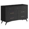 Alpine Furniture Flynn Mid Century Modern 7 Drawer Dresser, Black - Black - 7-drawer