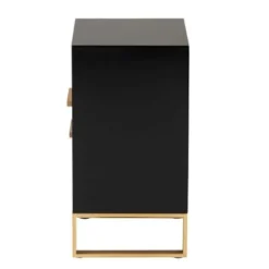 Baxton Studio Giolla Contemporary Glam And Luxe Black Finished Wood And Gold Metal 2-Drawer End Table - Black, Gold -Bed Frame Shop 31e576b4 ffcf 4d64 9567 a7624ad37b0f