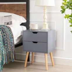 Modern Bedside Table With 2 Storage Drawers (2 Piece Set) - Blue - 2-drawer -Bed Frame Shop 31f1cd3b 0c9e 4c3a 9de9 869e333d925c