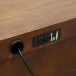 Abbyson Retro Mid Century Wood Nightstand With USB Ports - Grey -Bed Frame Shop 321efc49 84d3 4461 9418 84de2cce921b