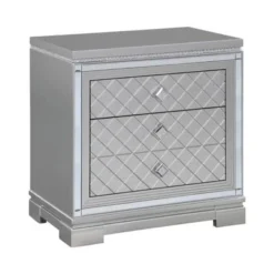 3 Drawers Wood Nightstand - Metallic Mercury