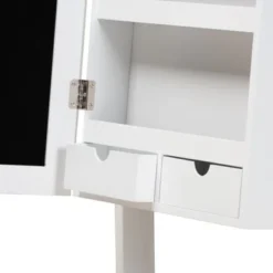 Baxton Studio Madigan Modern & Contemporary Wood Jewelry Armoire With Mirror - White -Bed Frame Shop 32632c75 0232 4118 bf85 d9f3d51bda73