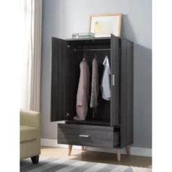 Carson Carrington Gjovik Contemporary Distressed Grey Wardrobe Armoire -Bed Frame Shop 326e381a 014e 4550 8582 3f6222e7a78f