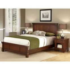 2-Piece Aspen Queen Bed With Nightstand Set By Homestyles - White - Queen - 2 Piece
