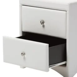 Baxton Studio Carlotta Contemporary & Glam Styled 3-Piece Bedroom Set With White Faux Leather Upholstered Bed - King -Bed Frame Shop 335b0191 0370 4884 81e8 def3123d1991